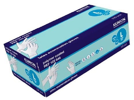 Handske undersök Klinion L latex puderfri 24cm