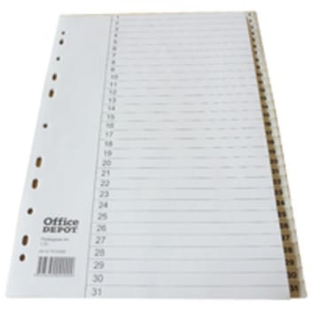 Register Office Depot A4 1-10 miljövänlig papper plastflik vit