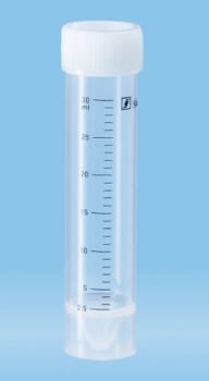 Rör 30ml 107x25mm pp konisk med fot transparent steril skruvkork