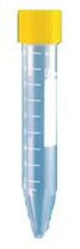 Rör 10ml 100x16mm PP transparent steril gul skruvlock 100st/fp
