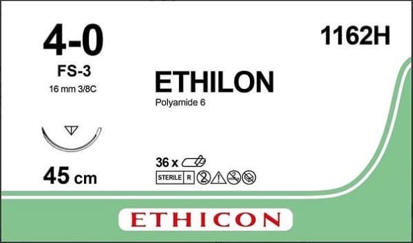 Sutur Ethilon 4-0 FS-3 16mm steril 45cm svart 3/8 cirk omv skär
