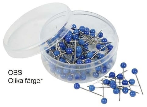 Kartnål runt huvud ø4mmx20mm blå 100st/frp