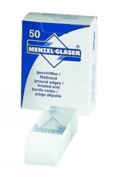 Objektglas 76x26mm mattfält 20mm slipade kanter cellofan 50st/fp
