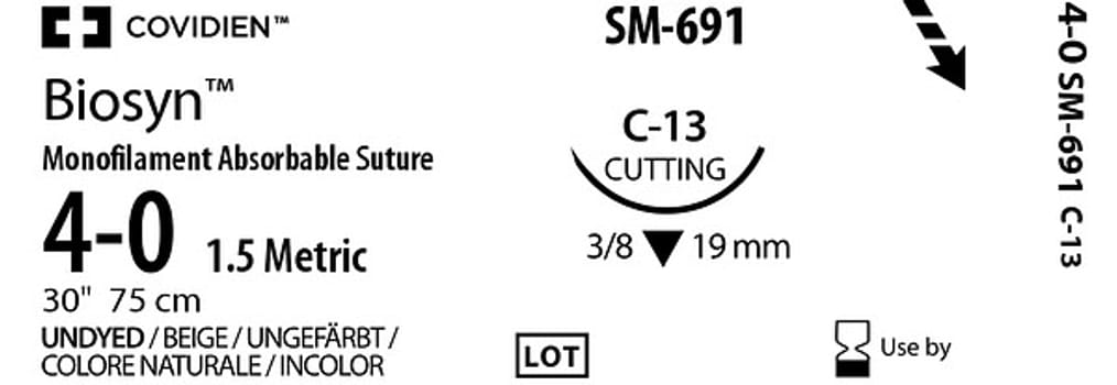 Sutur Biosyn 4-0 C13-nål steril 75cm tråd