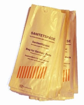 Sanitetspåse med tryck brun papper 135x50x270mm