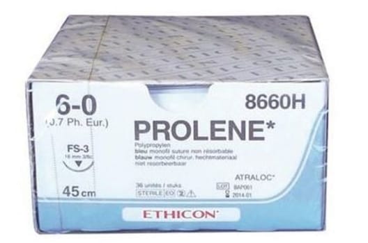 Sutur Prolene 6-0 FS-3 16mm steril 45cm blå 3/8 cirk omv skär