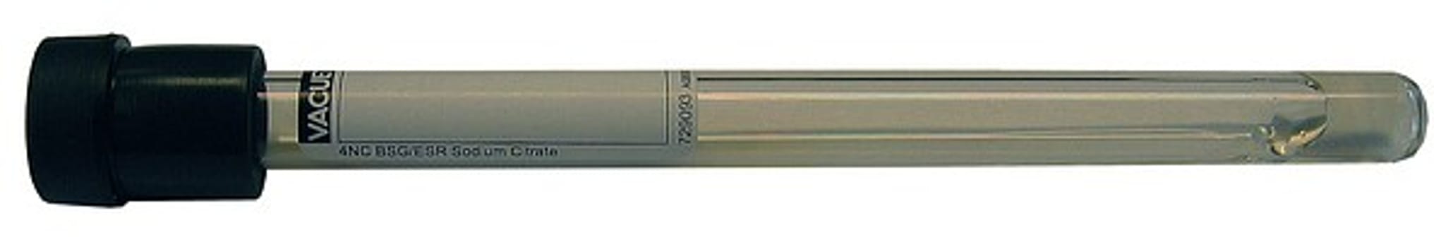 Vakuumrör vacuette sr na-cit 3,2% 1,6ml svart glas papper man och aut