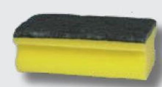 Rengöringssvamp med grepp 14x7x5cm med slipmedel gul/grön