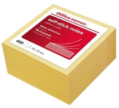 Noteskub Office Depot gul 76x76mm 400 blad