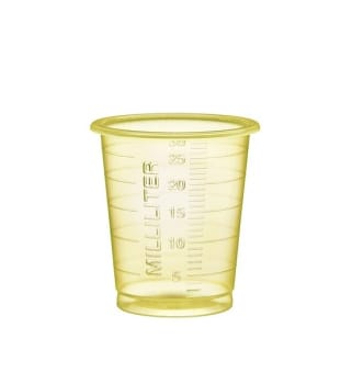 Medicinbägare eco+ smal gul 30ml fossilfritt material