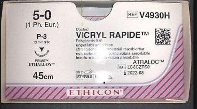 Sutur Vicryl Rapid 5-0 P-3 13mm steril 45cm ofärg 3/8 cirk omv skär