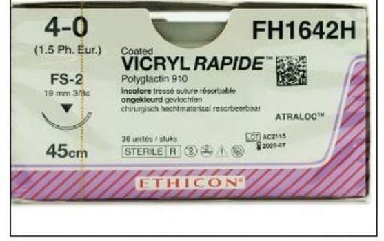 Sutur Vicryl Rapid 4-0 FS-2 19mm steril 45cm ofärg 3/8 cirk omv skär