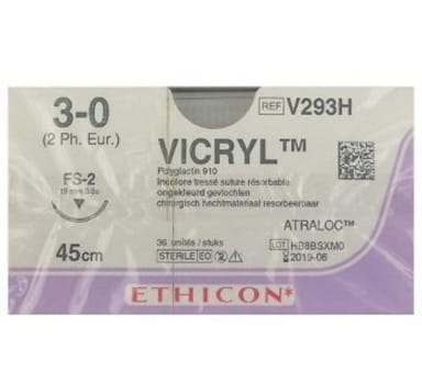 Sutur Vicryl 3-0 FS-2 19mm steril 45cm ofärg 3/8 cirk omv skär
