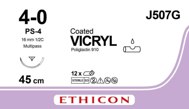 Sutur Vicryl 4-0 PS-4 16mm steril 45cm ofärg 1/2 cirk omv skär