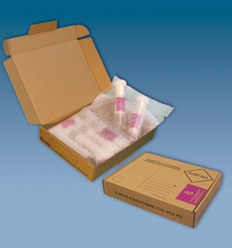 Transportkartong 22x17x4cm för bio prover med tryck un 3373