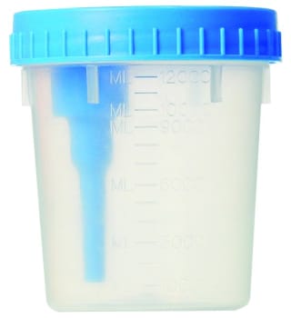 Urinbägare/behållare 120ml överföringsstrå skruvlock steril