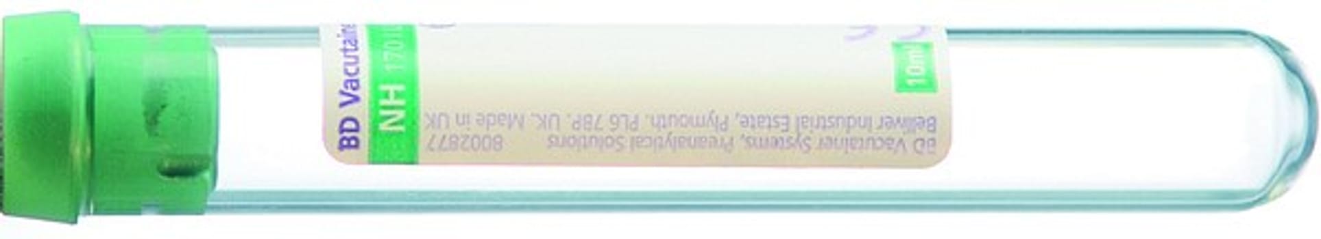 Vakuumrör vacutainer na-hep 10/10ml grön glas papper