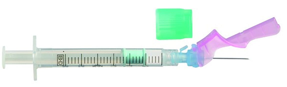 Spruta blodgas vacutainer hep 3ml säkerhet luer-lok 23g eclipse