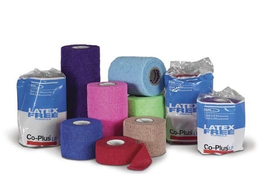 Kompressionsbinda Co-Plus 10cm x 4,5m latexfri kohesiv blandade färger