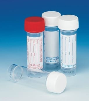 Rör 30ml 31,0x94,0mm PS/PP transparent aseptisk vit skruvkork