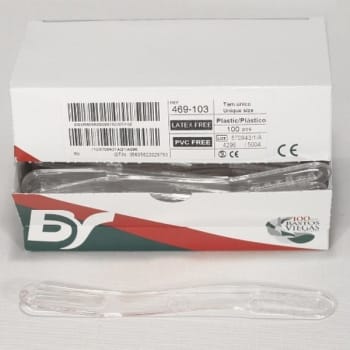 Tungspatel plast vuxen böjd tungspatel plast vinklad 152x20x2mm