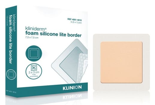 Kliniderm foam silicone border lite 7,5x7,5cm steril