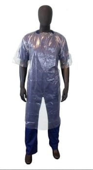 Förkläde Klinion transp 980x1200mm PE kort ärm vikta i dispbox