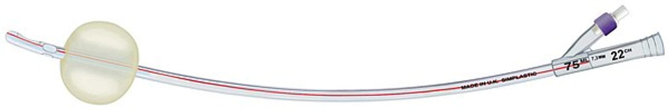 Hematurikateter SoftSimplastic CH22 42cm Couv 75ml latexballong PVC