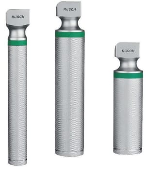 Laryngoskophandtag Stubby med LED-ljus, för 1x CR-123 typ 3,0V litiumbatterier. Rostfritt stål.