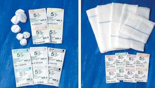 Op duk gasväv Opdrex 10x10cm steril 12-lager röntgentråd 5-pack