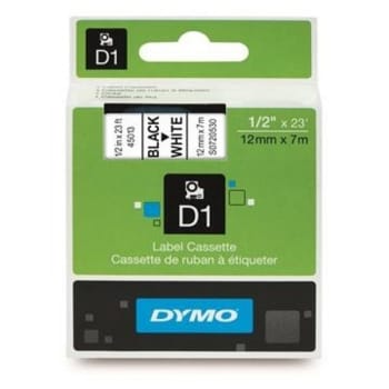 Märkband Dymo D1 blå/vit 12mmx7m blå på vit