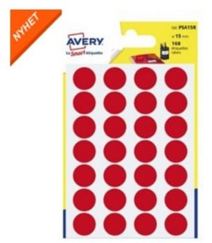 Etikett avery ø15mm röd 168 st/fp