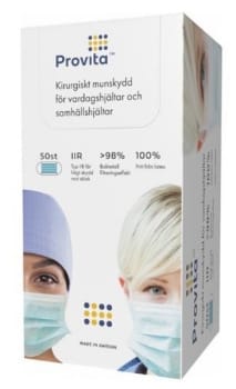 Munskydd Provita klass IIR med öronband. Stående förpackning