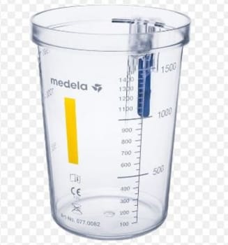 Sugbehållare Medela 1,5l gul till Vario engångssystem