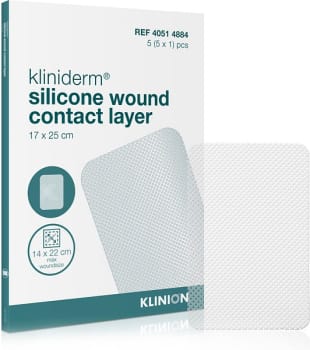 Kliniderm sårkontaktlager 17x25cm silikon steril