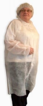 Besöksrock Ast nonwoven vit XL längd 125cm vit tryckknapp