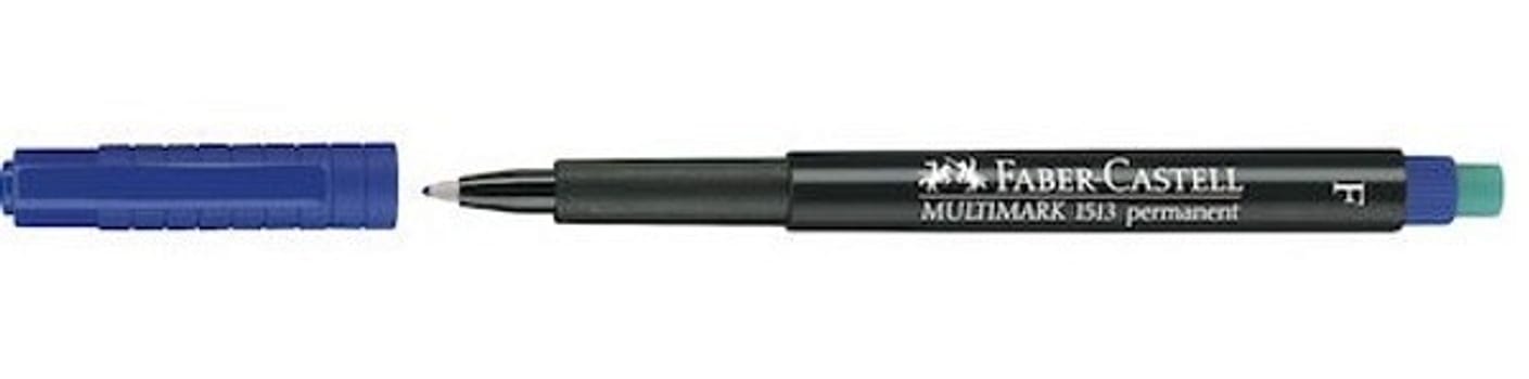Märkpenna Faber Castell Fine blå spetsbredd 0,6mm permanent