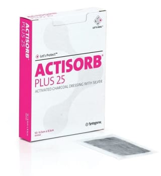 Actisorbplus 25 10,5x10,5cm kol/silver steril