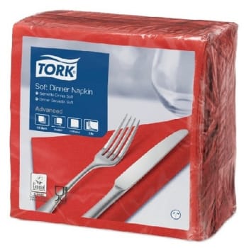 Servett 3-l Tork röd 39x39cm 1/4-vikt EU-Ecolabel