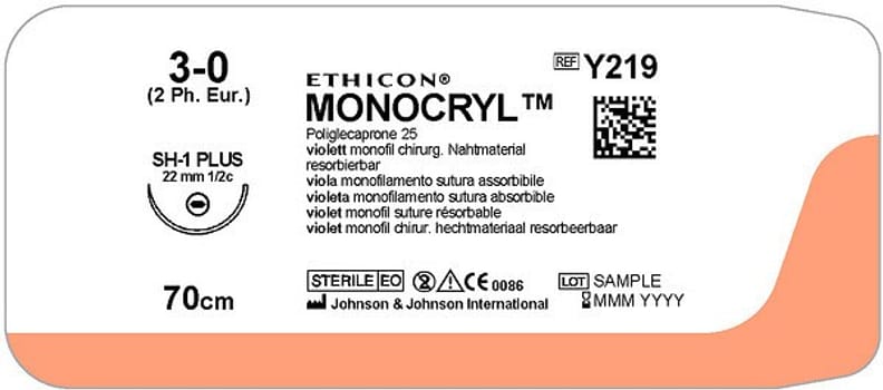 Sutur Monocryl 3-0 SH-1 22mm steril 70cm lila 1/2 cirk TP