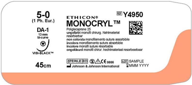 Sutur Monocryl 5-0 DA-1 13mm steril ofärg 45cm