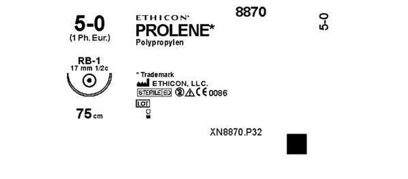Sutur Prolene 5-0 RB-1 17mm steril 70cm blå 1/2 cirk TP