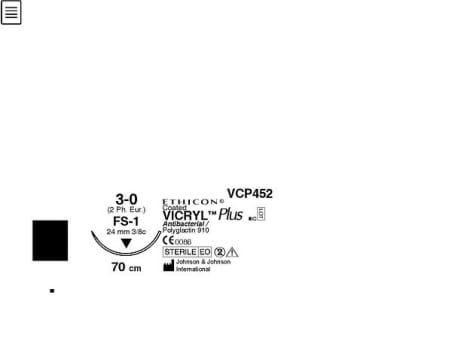 Sutur Vicryl Rapid+ 3-0 FS-1 24mm steril 70cm lila 3/8 cirk omv skär