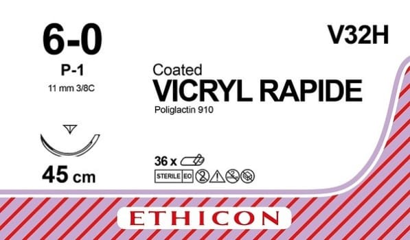 Sutur Vicryl 6-0 P-1 11mm steril 45cm lila 3/8 cirk omv skär