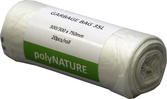 Avfallspåse vit Polynature 35l kompost 303/297x750mm 20my 20st/rle