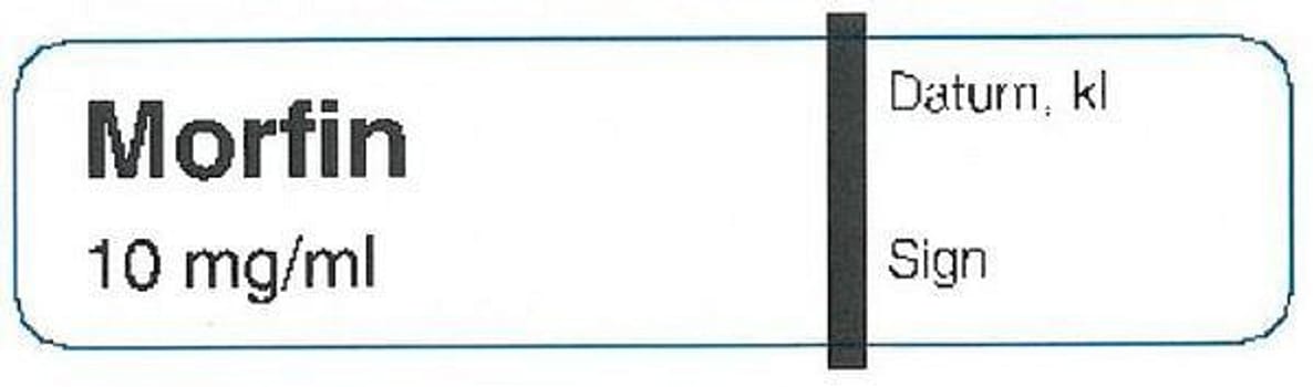 Sprutetikett spruta morfin 10mg/ml