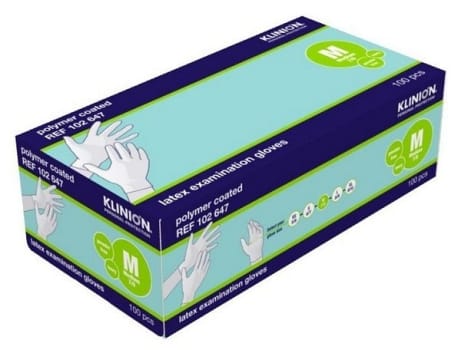 Handske undersök Klinion M latex puderfri 24cm