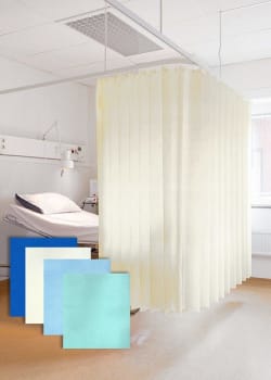 Draperi beige 360x180cm m öljetter för bef skenor