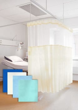 Draperi beige 360x180cm nät/öljett för bef skenor