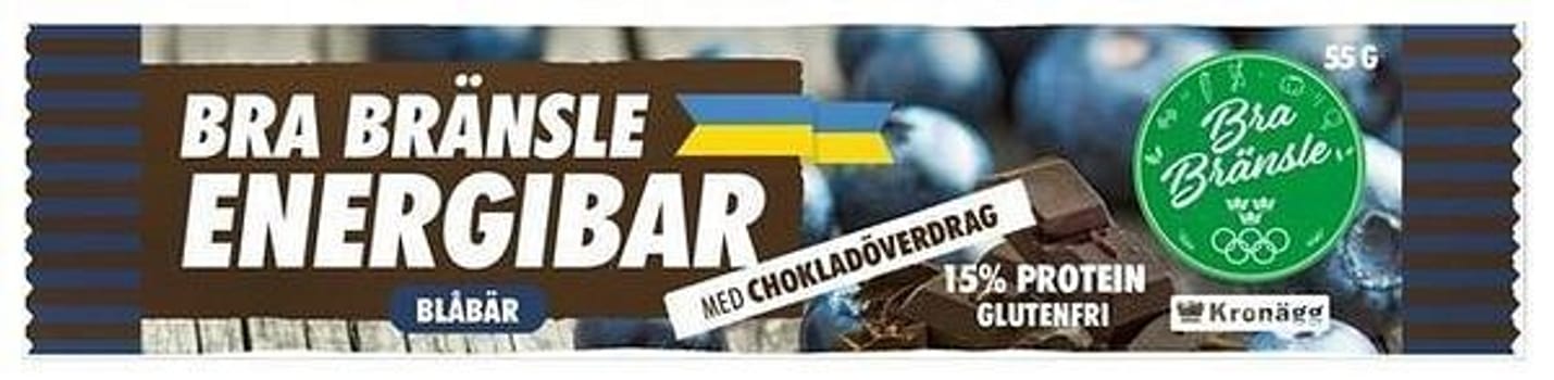 Bra Bränsle Energibar Blåbär Med Chokladöverdrag 55g